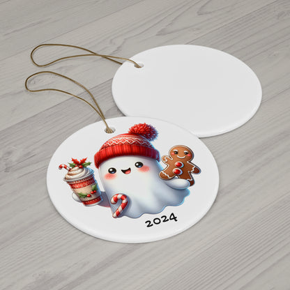 Holiday Ghost Ceramic Ornament