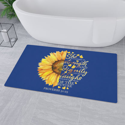 Strong Woman Sunflower Floor Mat