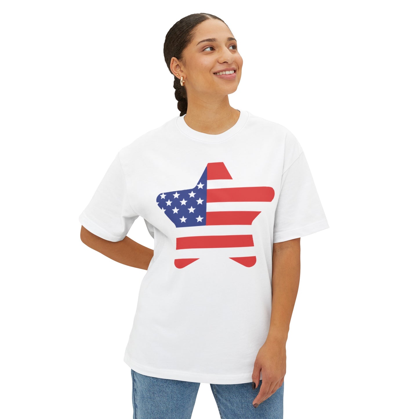 Stars and Stripes 4th of July Unisex Oversized Boxy Tee