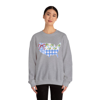 Patriotic U.S. Floral Crewneck Sweatshirt
