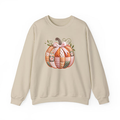 Fall Quilted Patchwork Pumpkin Sweatshirt