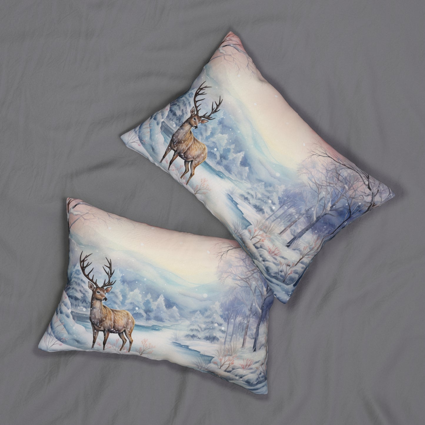 Buck in the Snow Lumbar Pillow