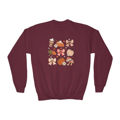 Fall Thanksgiving Vibes Youth Crewneck Sweatshirt