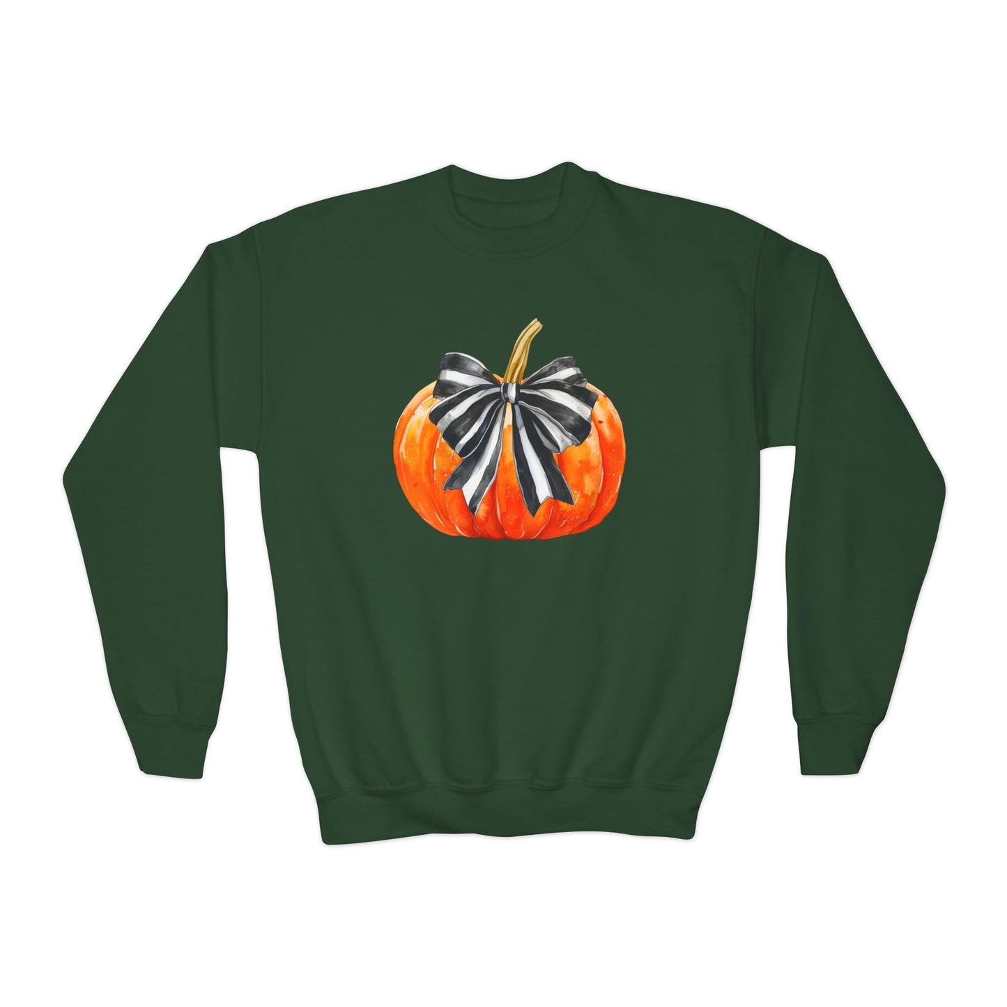 Coquette Pumpkin Halloween Youth Crewneck Sweatshirt