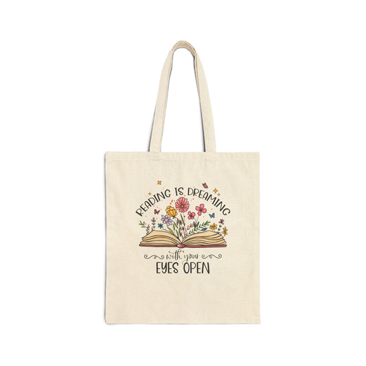 Reading is Dreaming Cotton Canvas Tote Bag