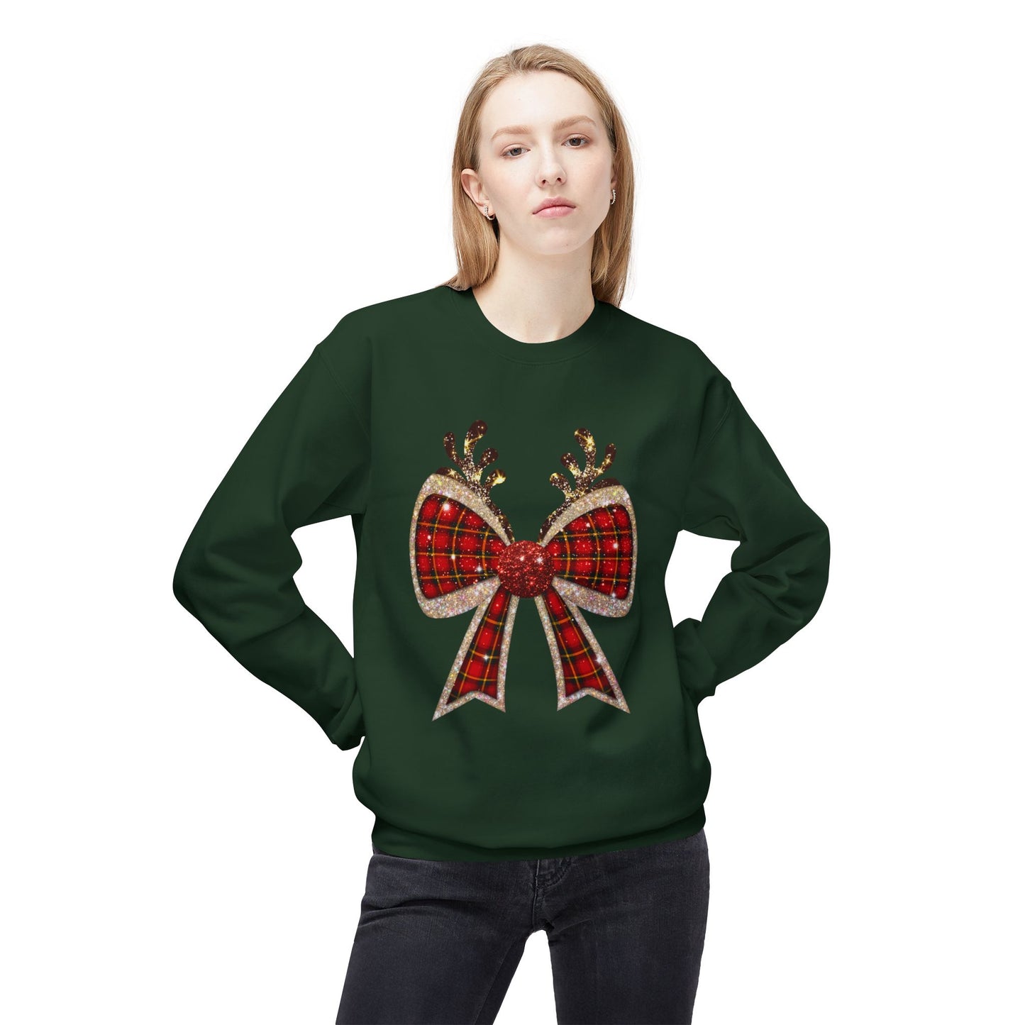 Reindeer Bow Softstyle Sweatshirt