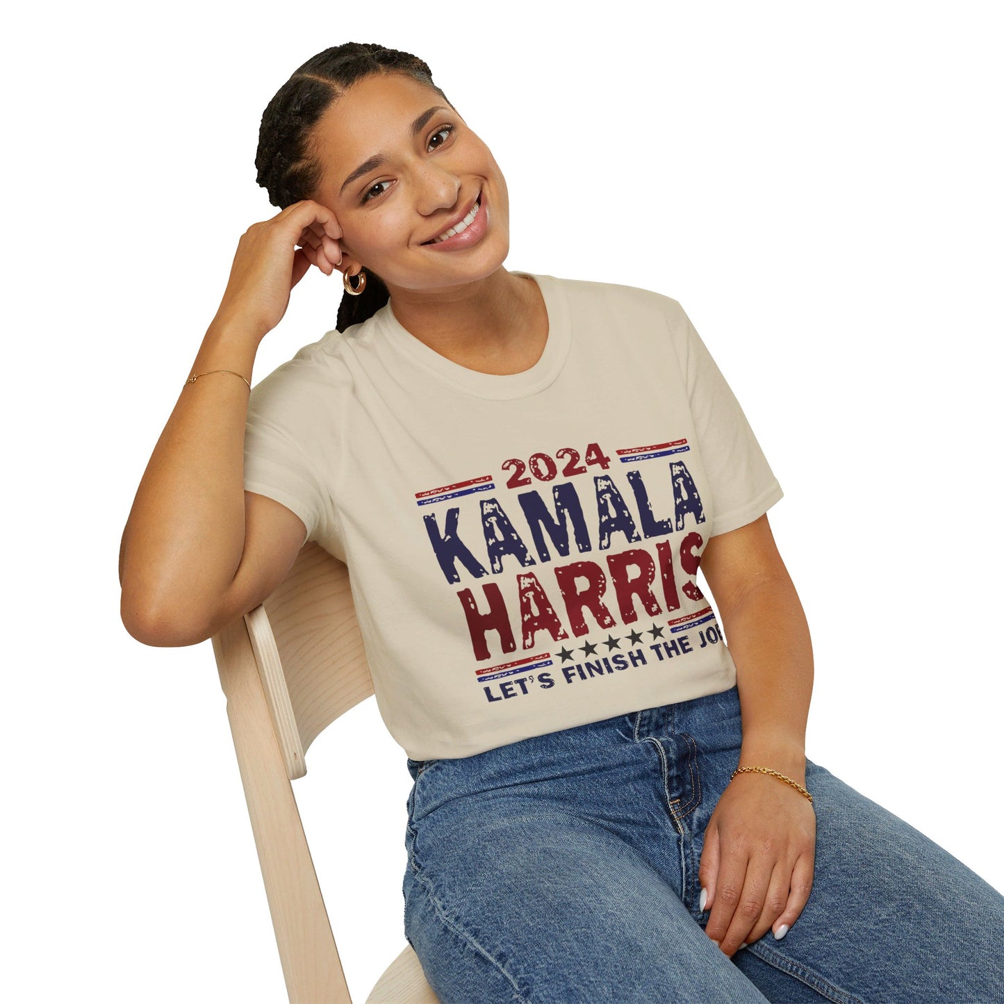 Kamala Harris Let's Finish the Job Softstyle T-Shirt