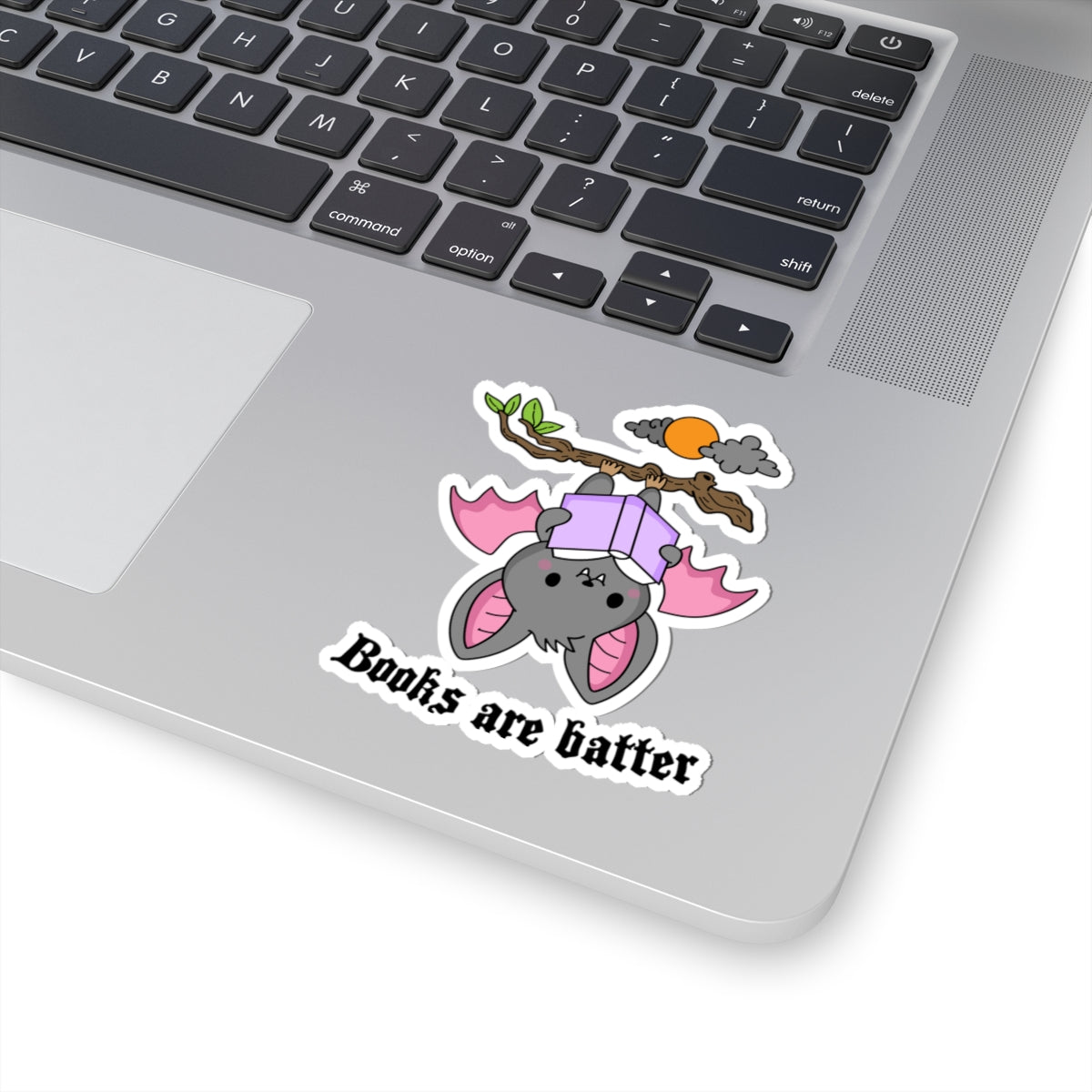 Cute Bat Reading Kiss-Cut Stickers