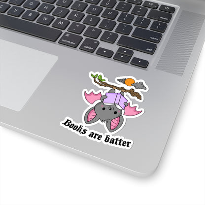 Cute Bat Reading Kiss-Cut Stickers