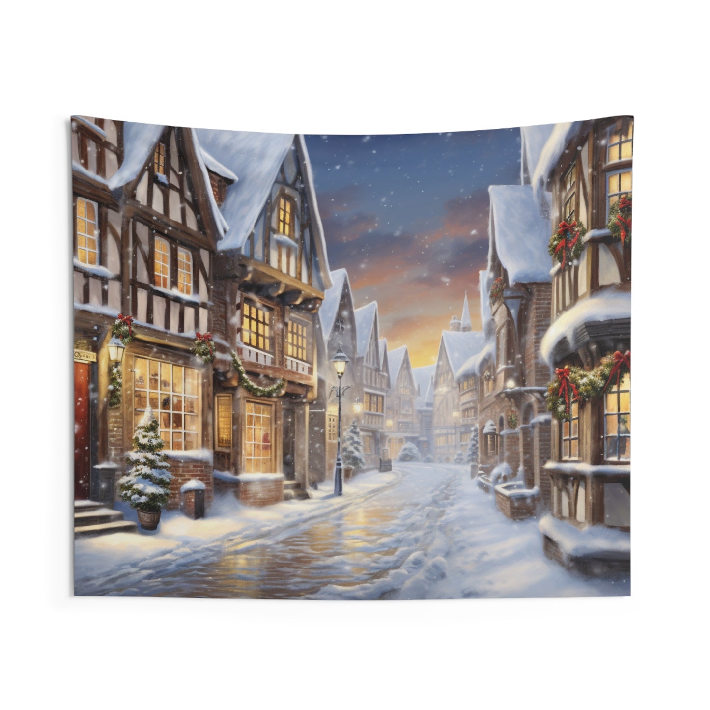 Snowy Christmas Village Tapestries