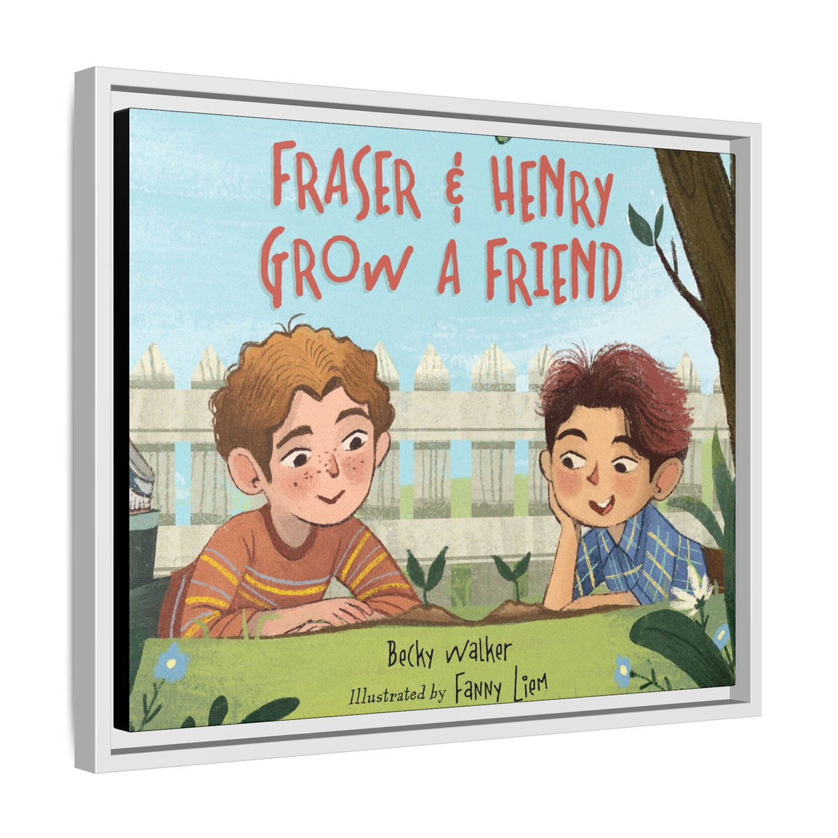 Framed Canvas Wall Art – Fraser & Henry Grow a Friend Children’s Book Illustration