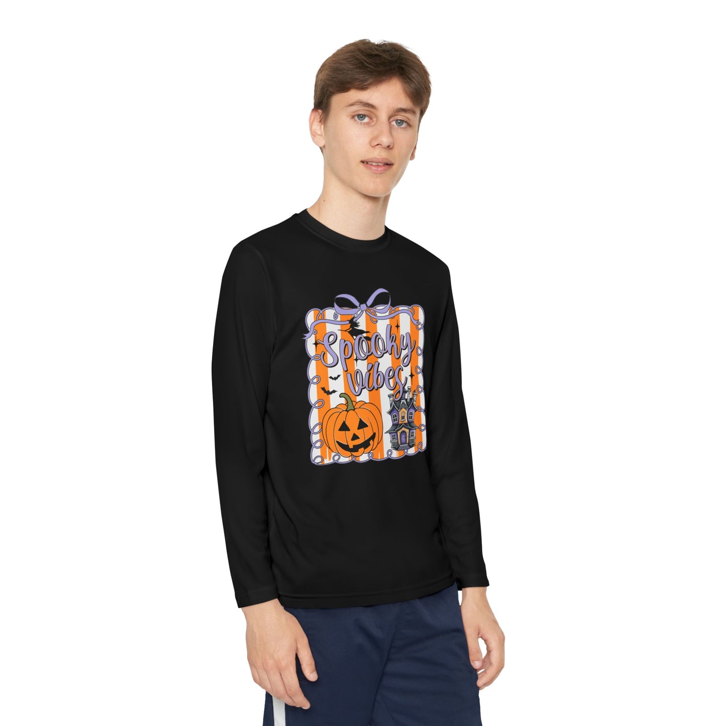 Halloween Spooky Vibes Youth Long Sleeve Tee