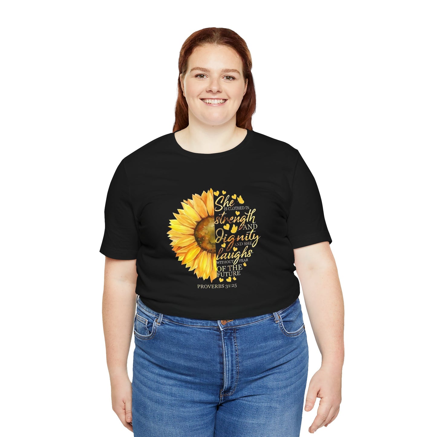 Proverbs She is Strong Sunflower T-Shirt