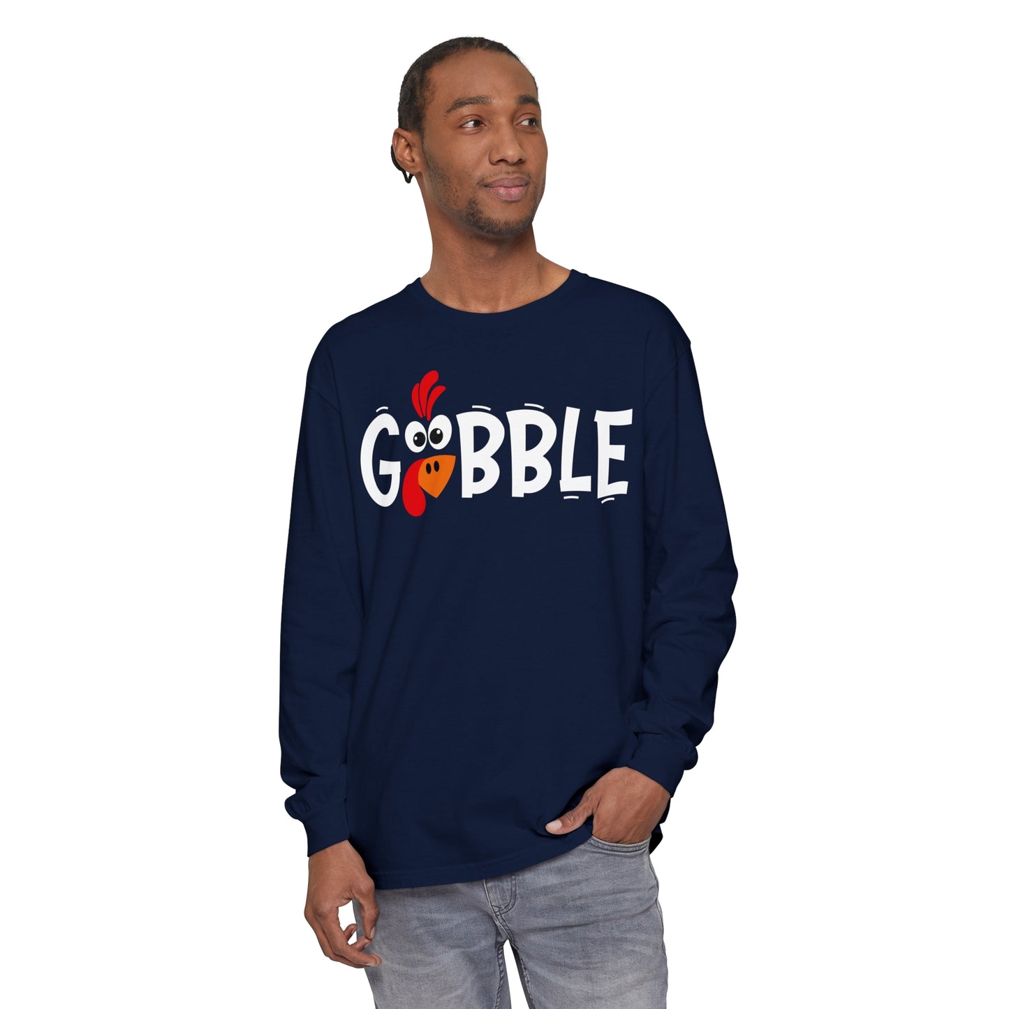 Gobble Thanksgiving Unisex Garment-dyed Long Sleeve T-Shirt