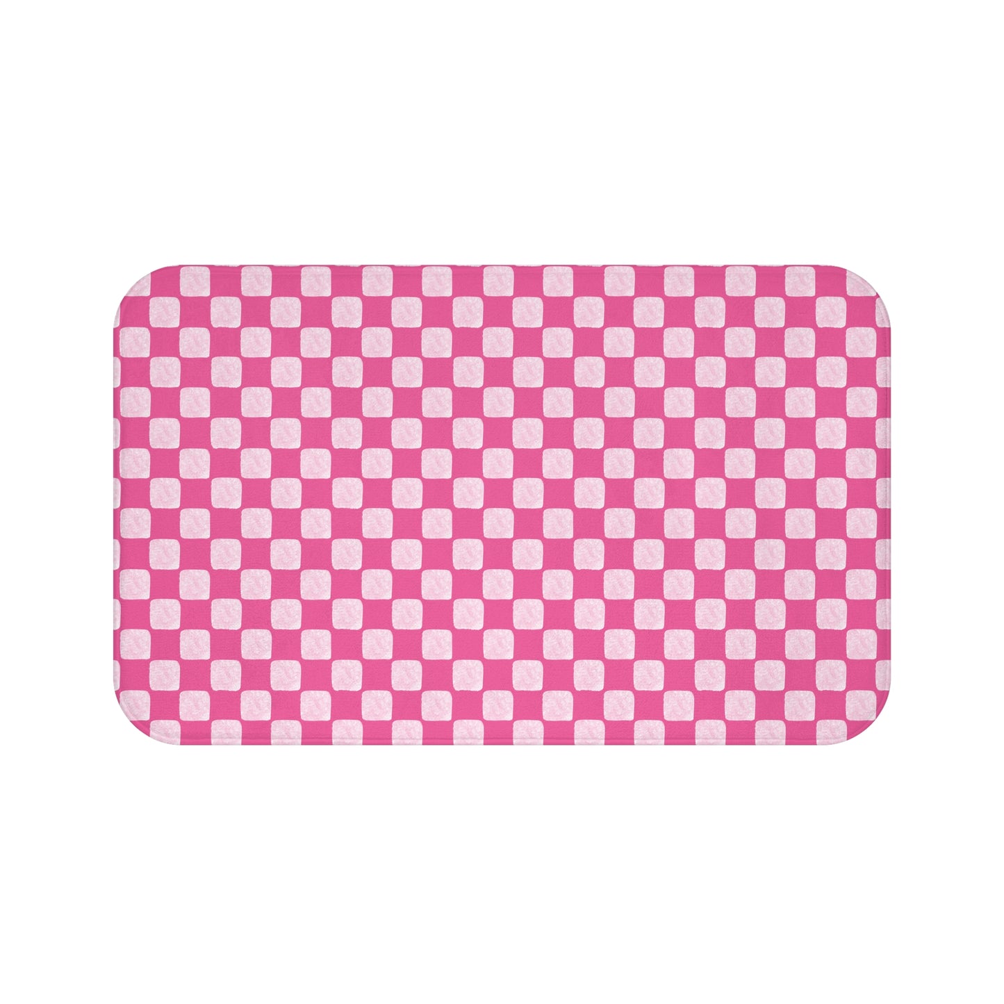 Pink Checkered Bath Mat