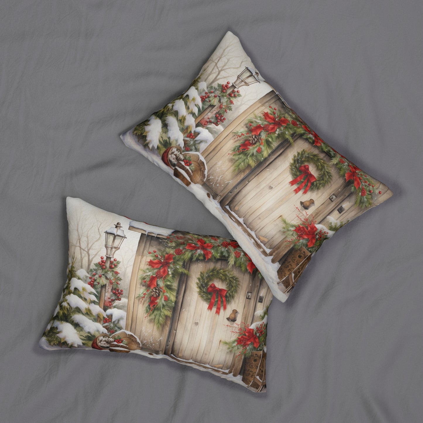 Christmas Door Lumbar Pillow