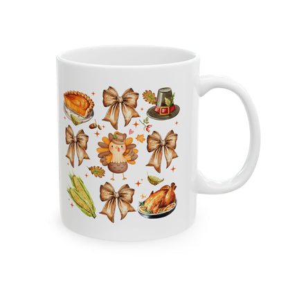 Thanksgiving Coquette Ceramic Mug, (11oz, 15oz)