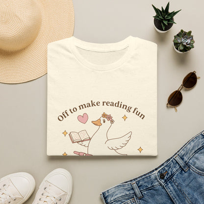 “Off to Make Reading Fun” Cute Graphic Tee