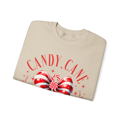 Candy Cane Christmas Coquette Bow Sweatshirt