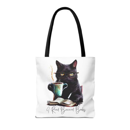 I READ BANNED BOOKS BLACK CAT Tote Bag