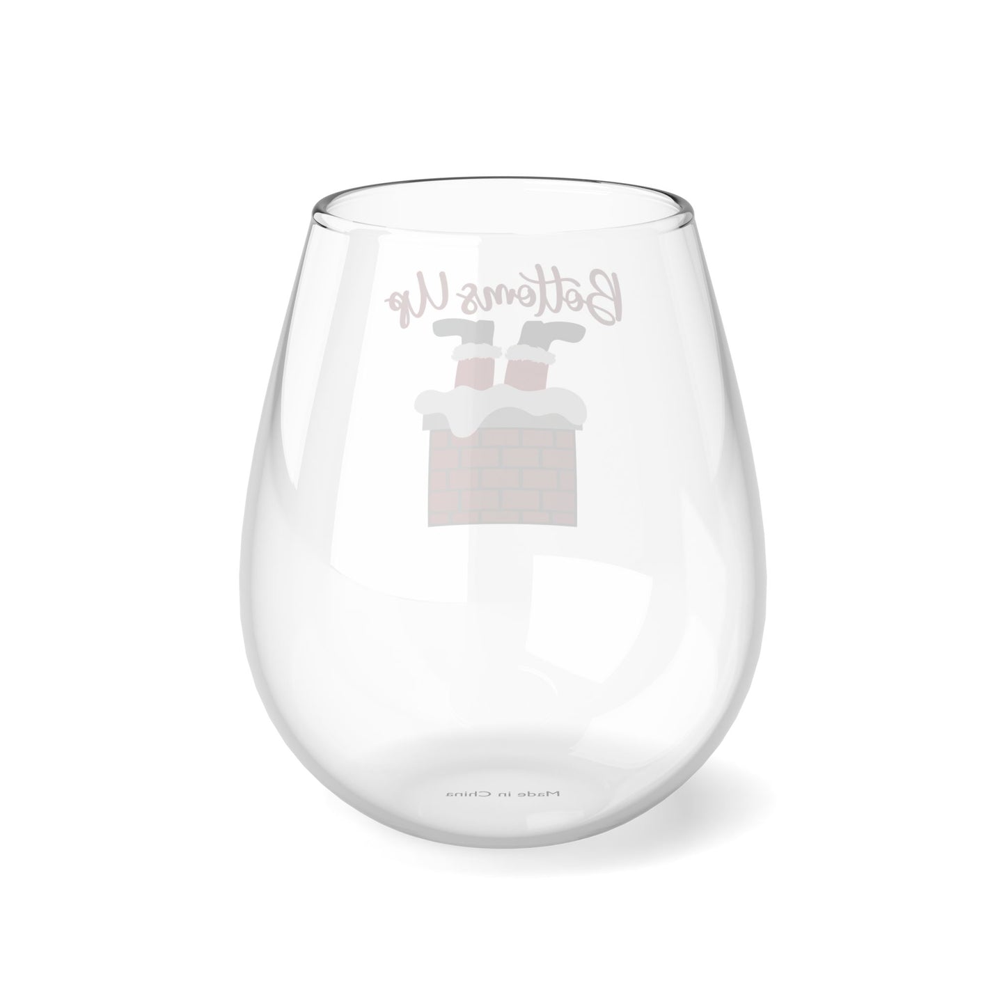 Bottoms Up Christmas Stemless Wine Glass, 11.75oz