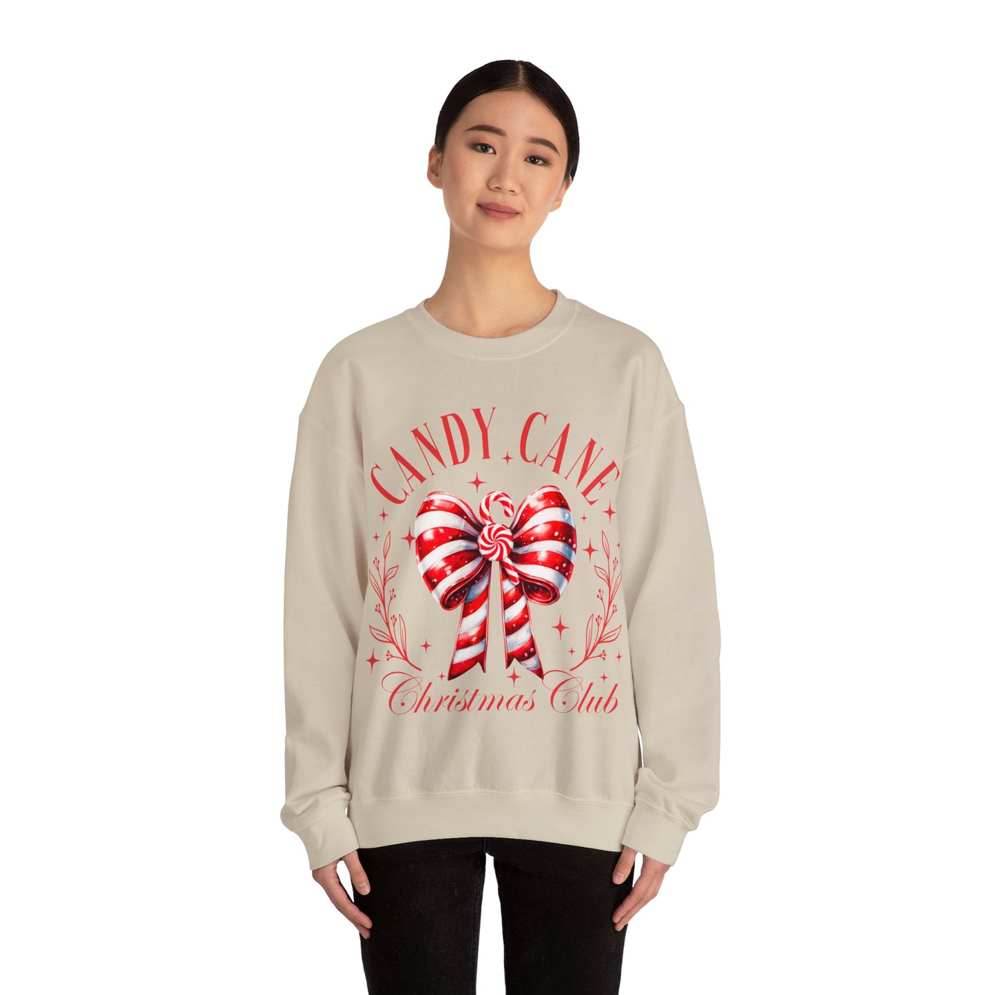 Candy Cane Christmas Coquette Bow Sweatshirt