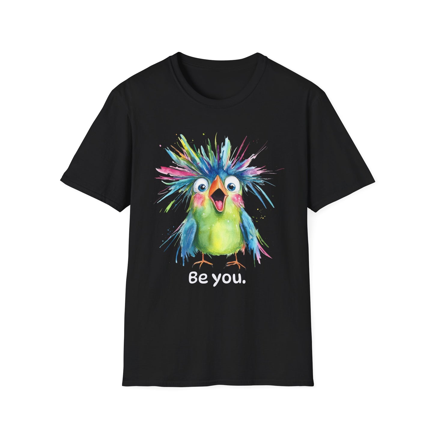 Colorful Quirky Bird Design with "Be you."