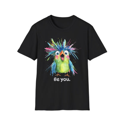 Colorful Quirky Bird Design with "Be you."