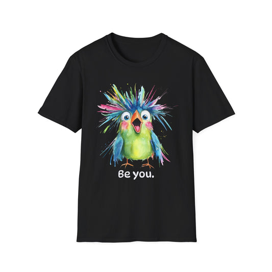 Colorful Quirky Bird Design with "Be you."