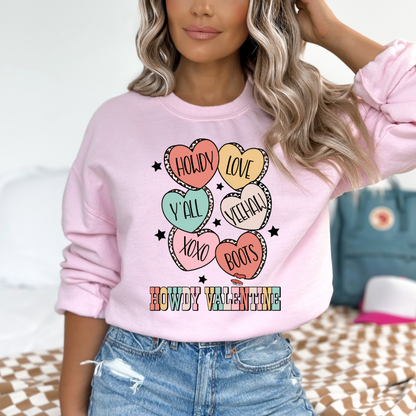 Howdy Valentine Conversational Hearts Sweatshirt