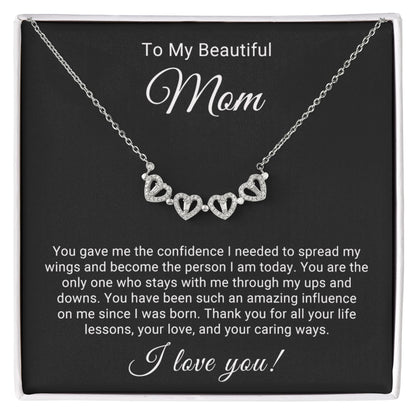 Mom Lucky Hearts Necklace