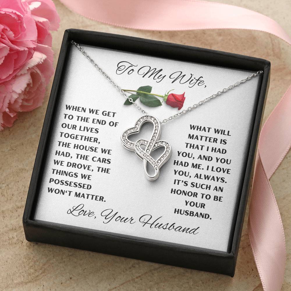 To My Wife Heart to Heart Love Necklace