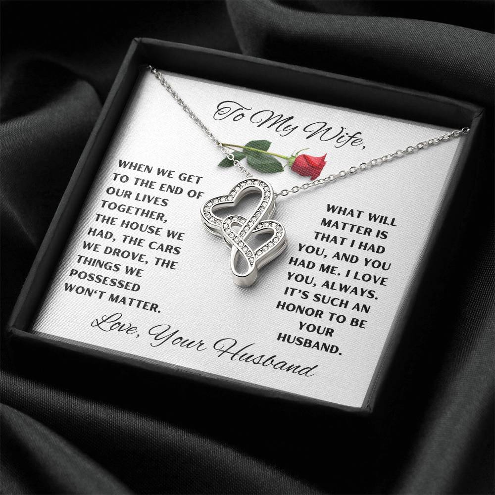 To My Wife Heart to Heart Love Necklace