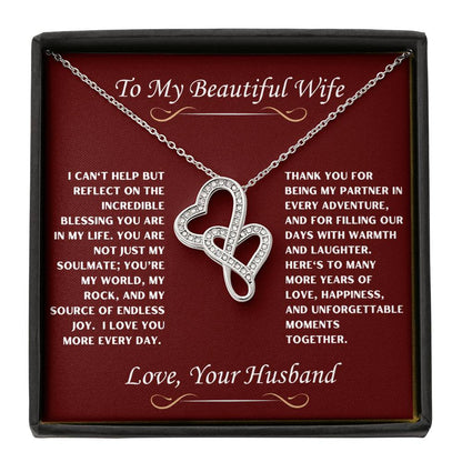 To My Beautiful Wife Heart to Heart Necklace