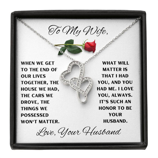 To My Wife Heart to Heart Love Necklace