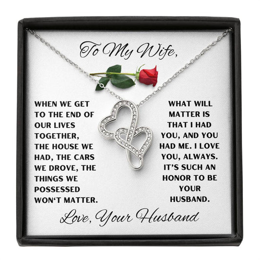 To My Wife Heart to Heart Love Necklace