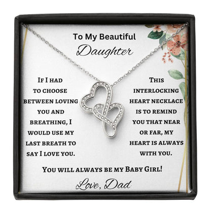 To My Daughter Heart to Heart Necklace