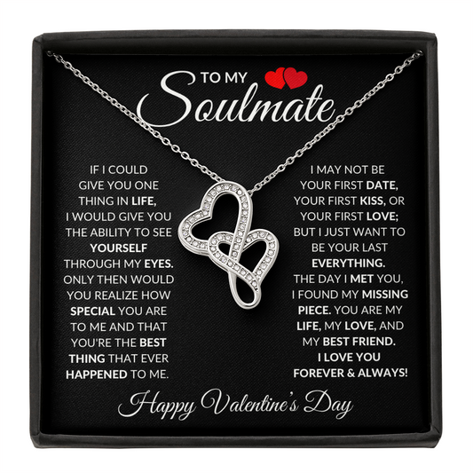 Happy Valentine's Soulmate Heart to Heart Pendant Necklace