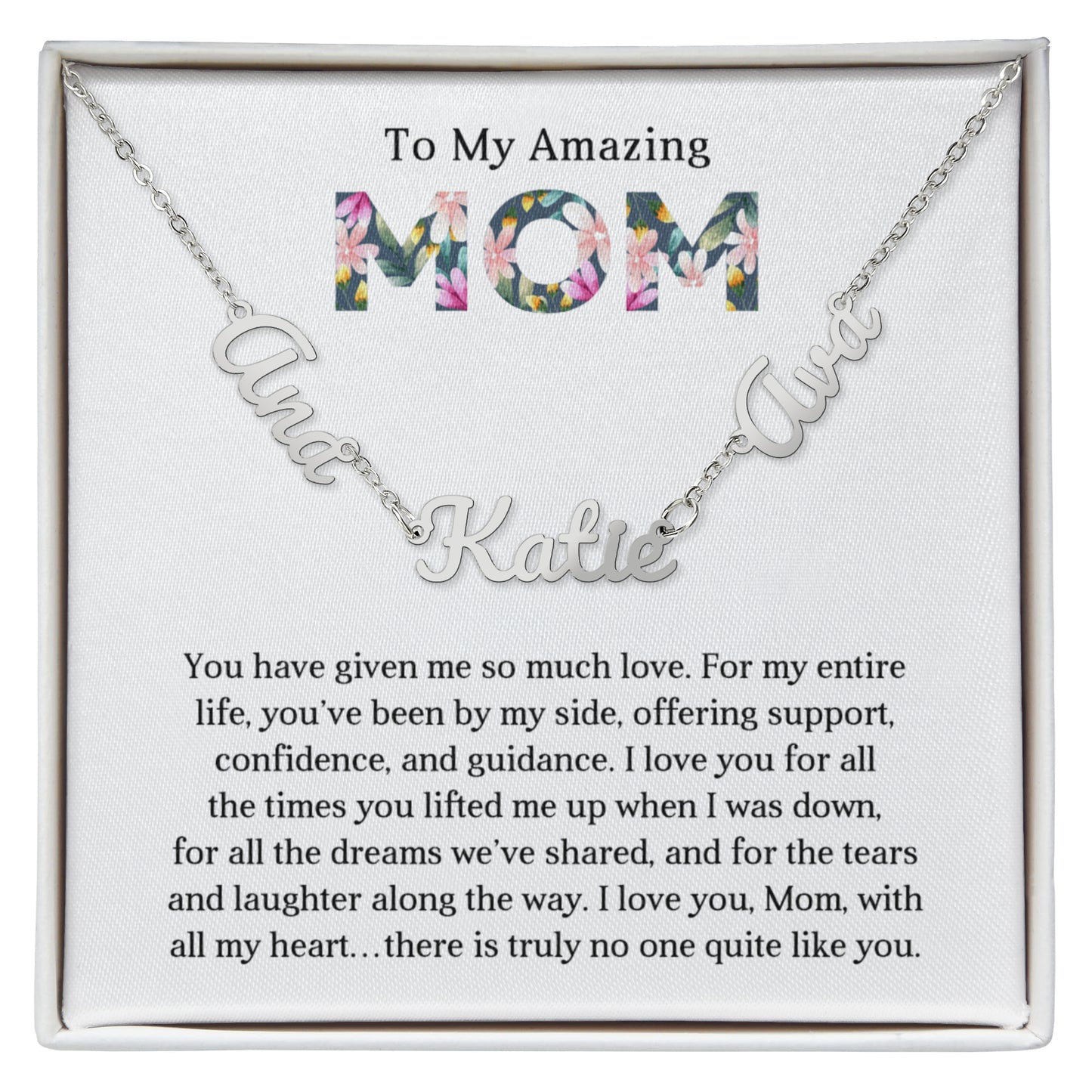 Personalized Script Charm Necklace for Mom