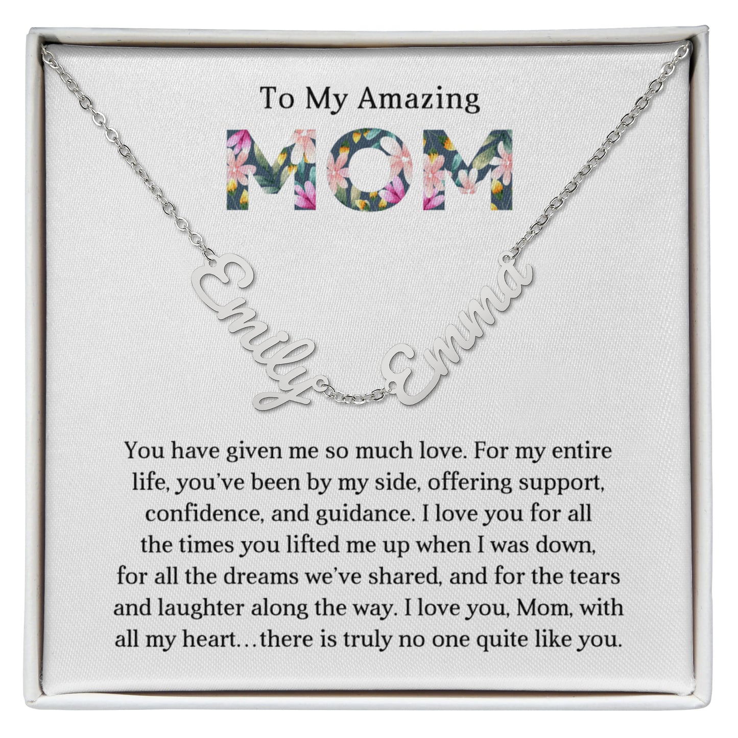 Personalized Script Charm Necklace for Mom