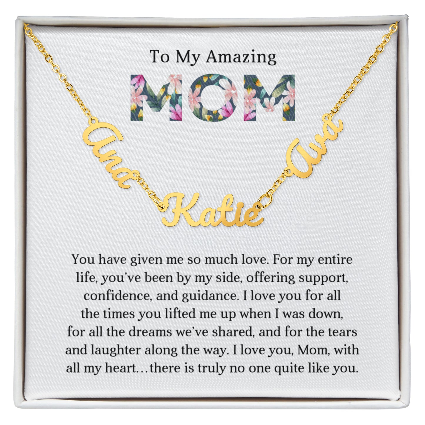 Personalized Script Charm Necklace for Mom