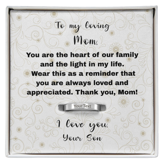 To my Loving Mom Engraved Women's Ring from Son