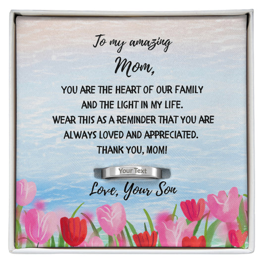 An Amazing Mom Engraved Ring from Son
