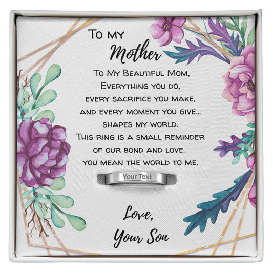 Mother-Son Bond Engraved Ring for Mom