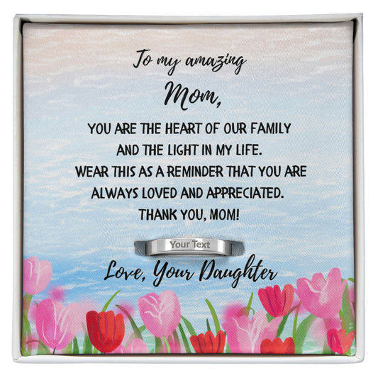 Personalized Engraved Mom Ring from Daughter