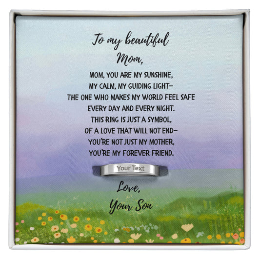 To My Beautiful Mom Engraved Women's Ring from Son