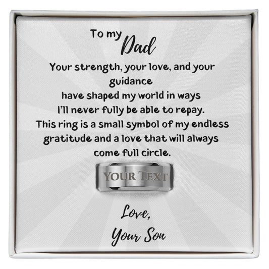 Strong Dad Engraved Men's Ring from Son