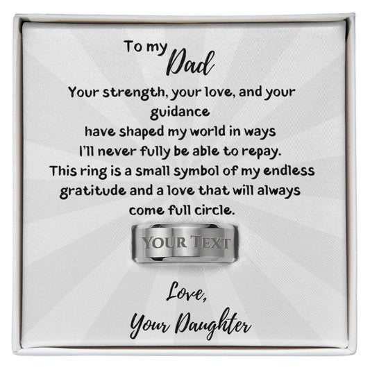 To My Strong Dad Engraved Men's Ring from Daughter