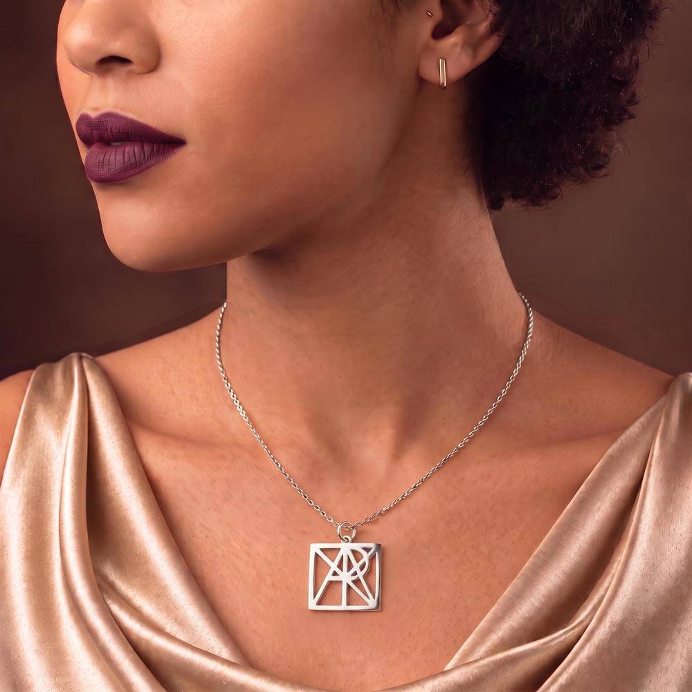 Personalized Monogram Necklace for Women, Custom Initial Necklace, Geometric Jewelry, Anniversary Birthday Gift, Daughter Christmas Gift, White Coat Ceremony Gift