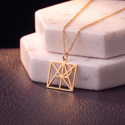 Personalized Monogram Necklace for Women, Custom Initial Necklace, Geometric Jewelry, Anniversary Birthday Gift, Daughter Christmas Gift, White Coat Ceremony Gift